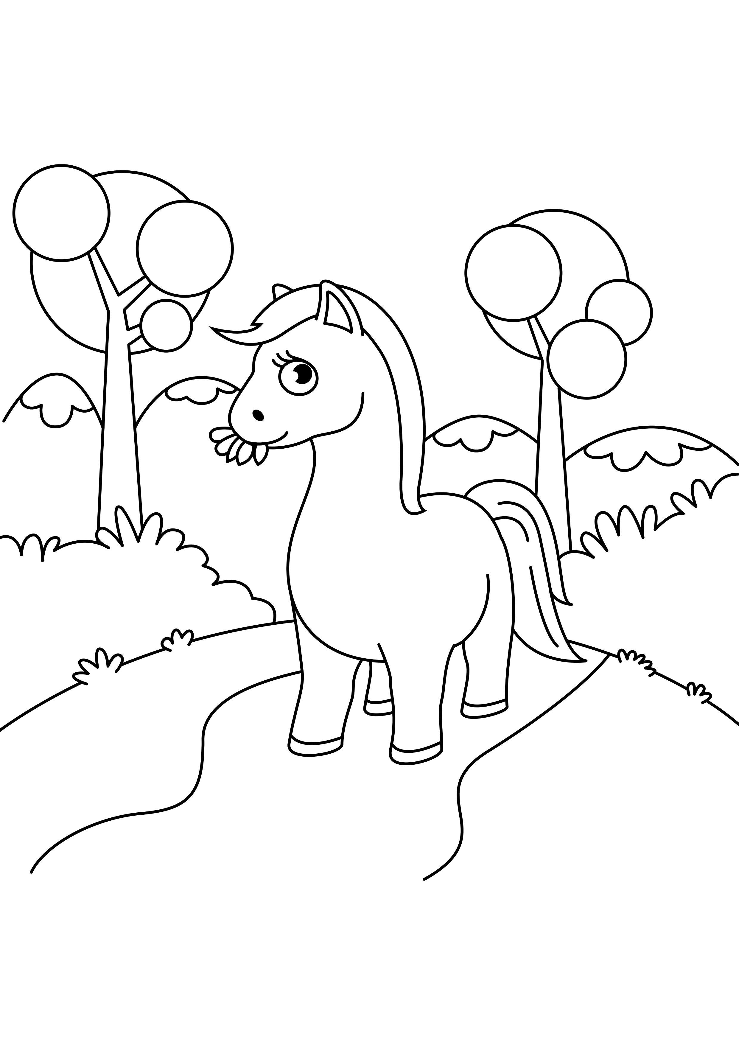 cheval dans la forAªt Coloriage cheval dans la forAªt