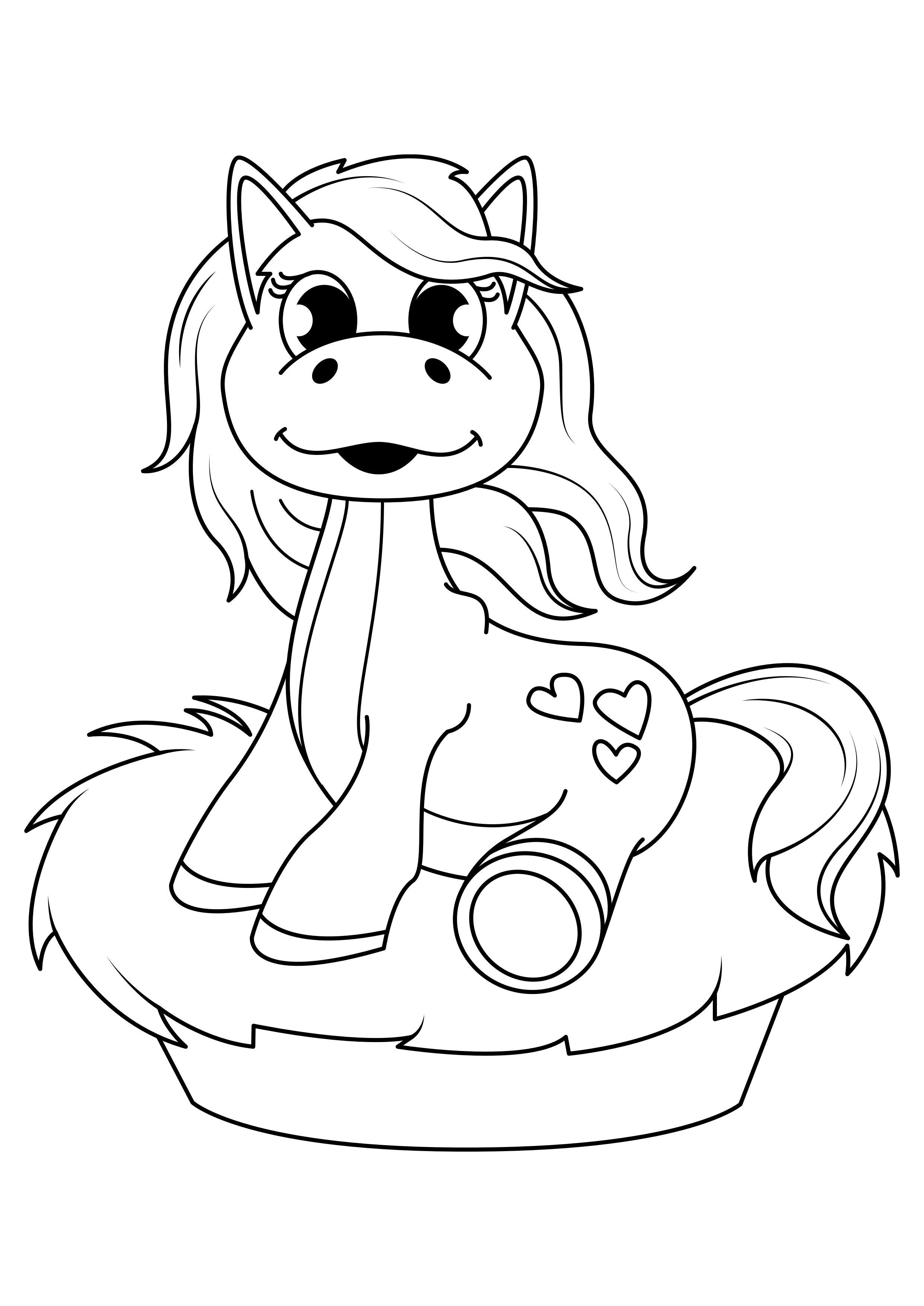 cheval dans le panier Coloriage cheval dans le panier