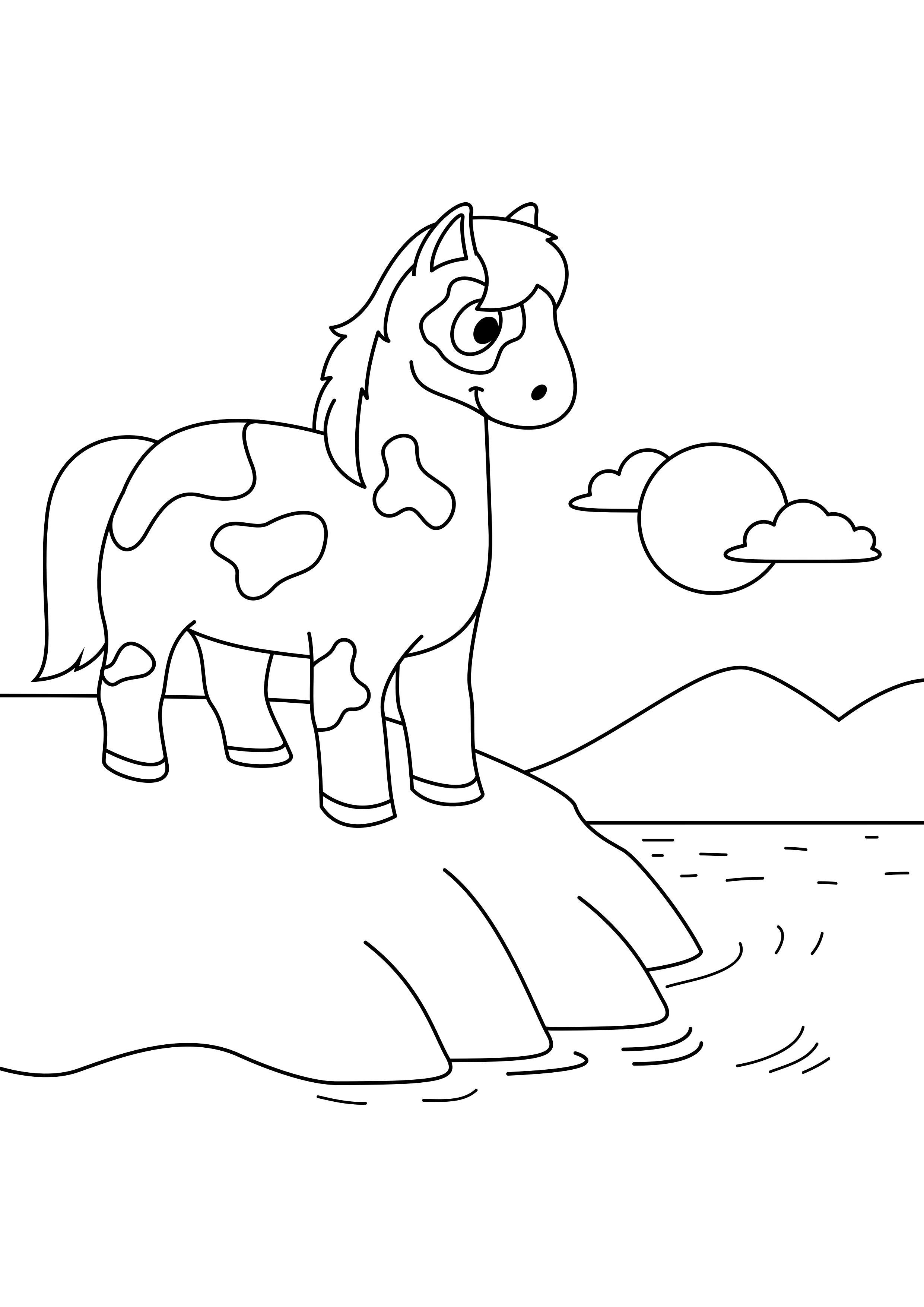 cheval sur l'eau Coloriage cheval sur l'eau