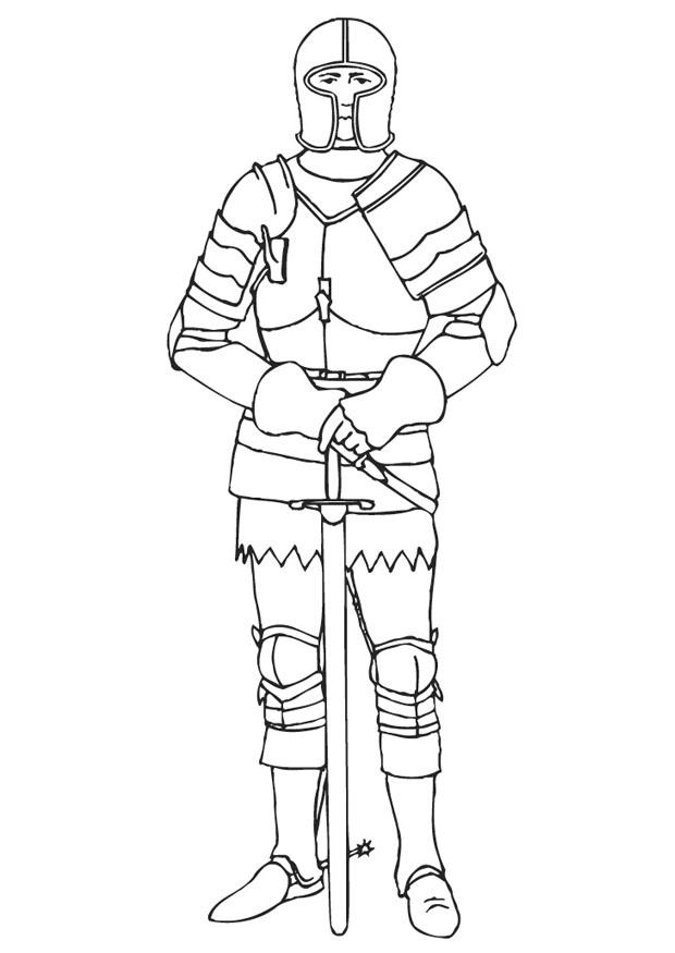chevalier avec son armure Coloriage chevalier avec son armure