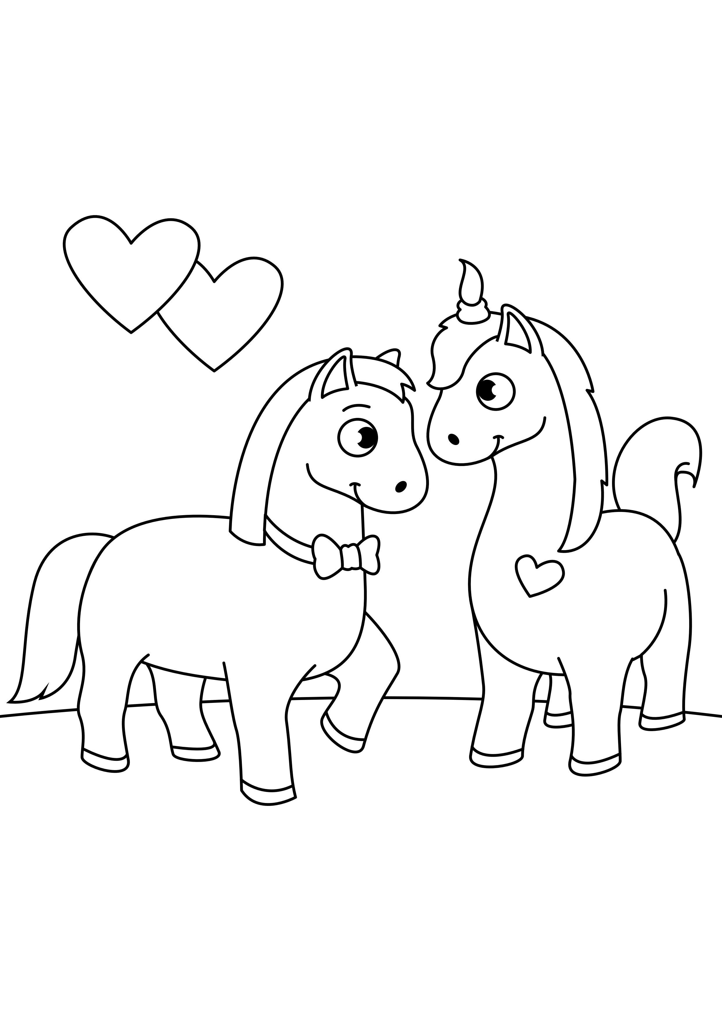 chevaux amoureux Coloriage chevaux amoureux