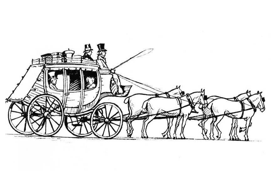 chevaux avec carrosse Coloriage chevaux avec carrosse