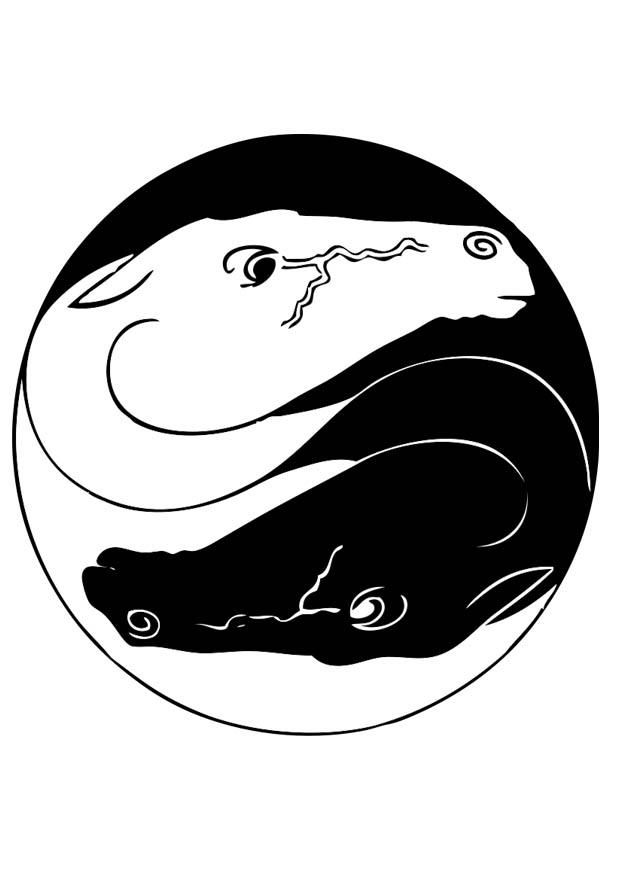 chevaux ying yang Coloriage chevaux ying yang