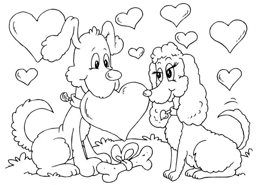 chiens saint-valentin Coloriage chiens saint-valentin