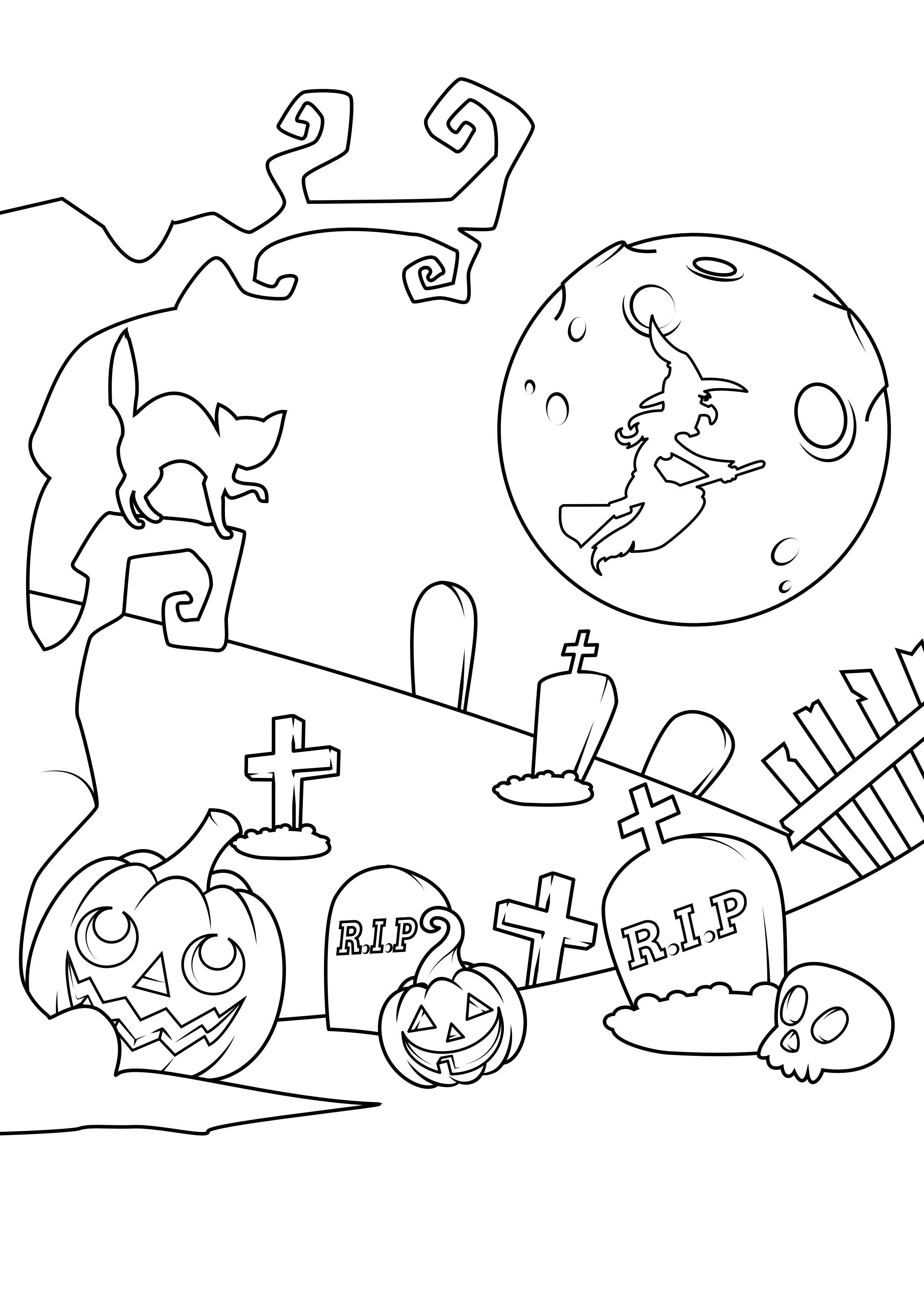 cimetiA¨re d'halloween Coloriage cimetiA¨re d'halloween