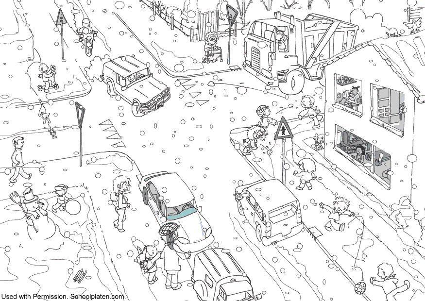 circulation en hiver Coloriage circulation en hiver