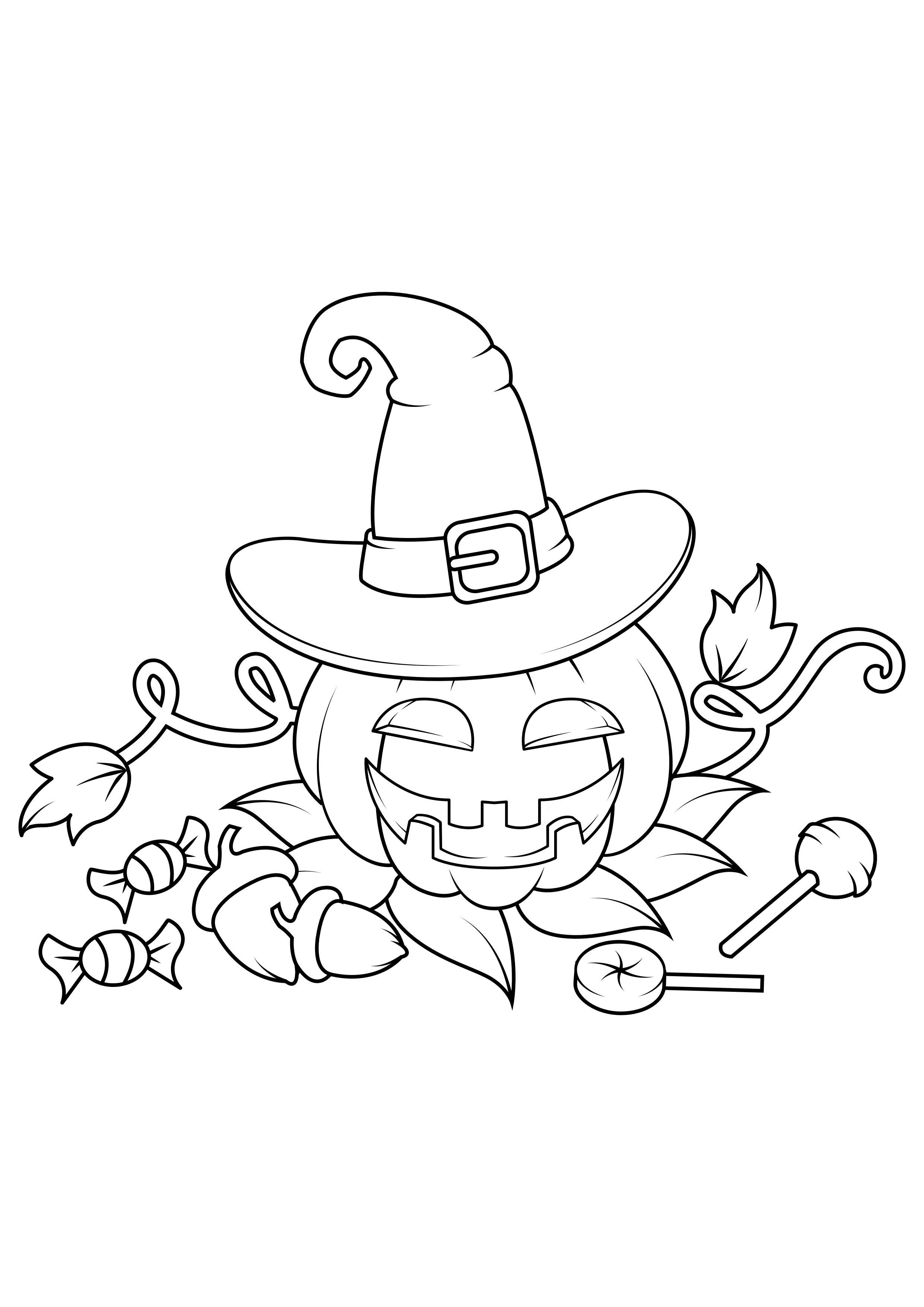 citrouille avec chapeau Coloriage citrouille avec chapeau