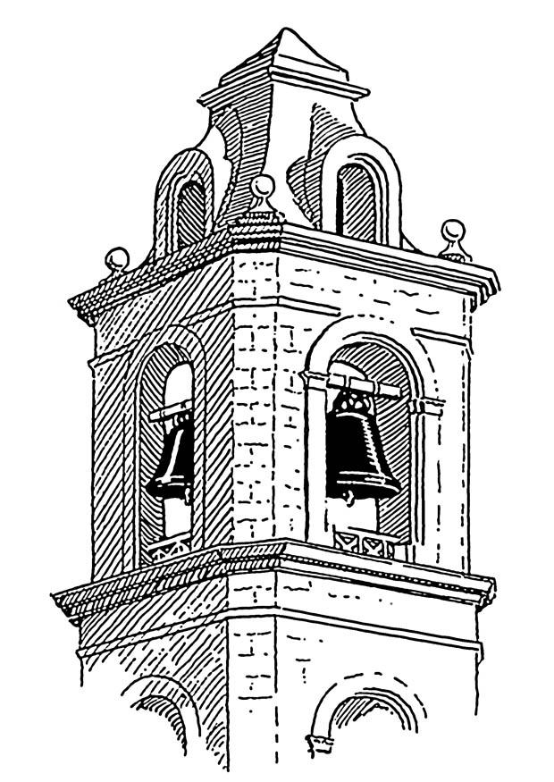 clocher - beffroi Coloriage clocher - beffroi