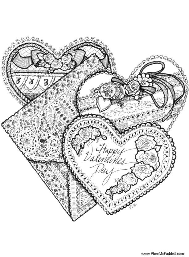 Coloriage coeurs de la saint-valentin