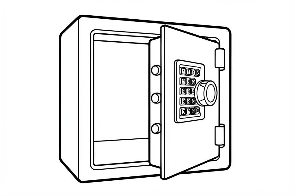 coffre-fort avec serrure Coloriage coffre-fort avec serrure