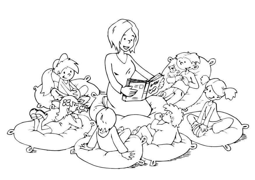 coin de lecture Coloriage coin de lecture
