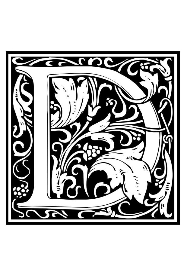 Coloriage alphabet ornemental - d