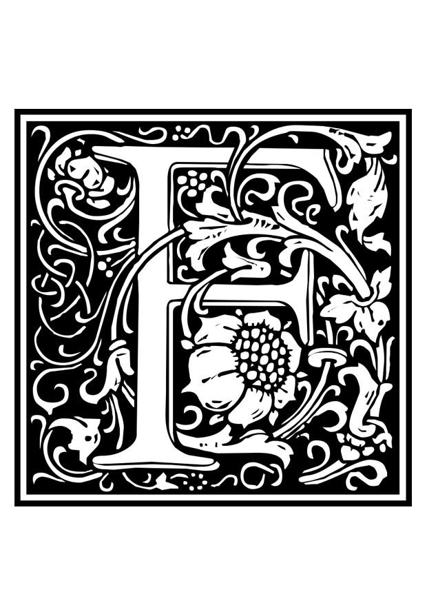 Coloriage alphabet ornemental - f