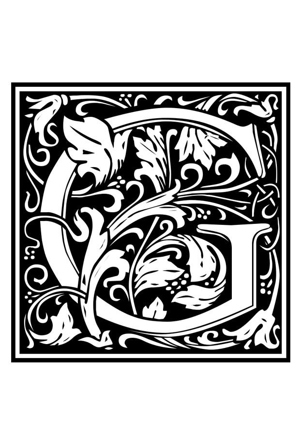 Coloriage alphabet ornemental - g