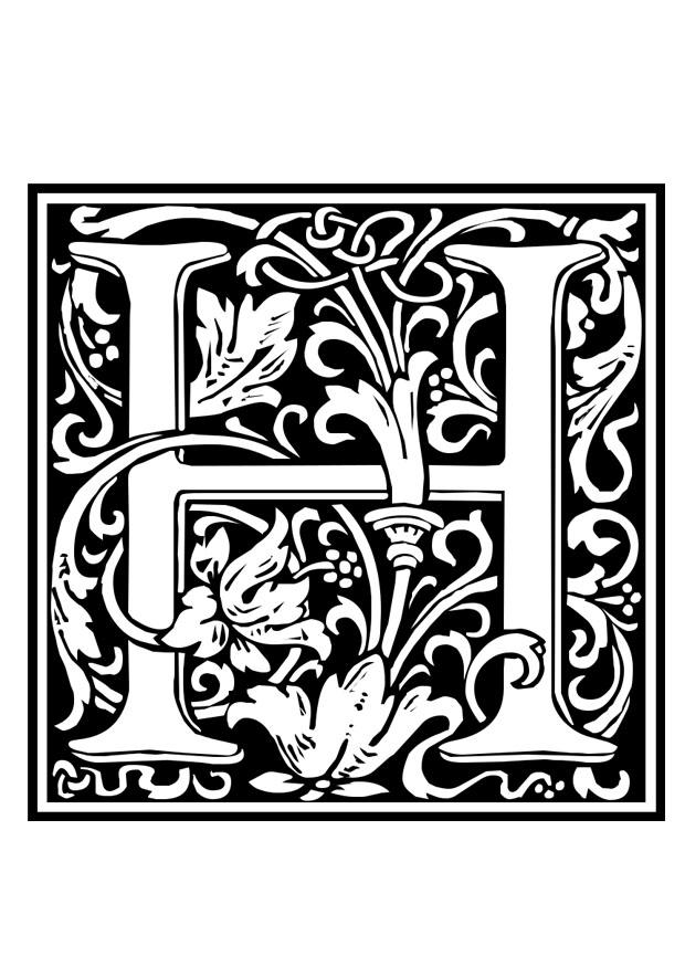 Coloriage alphabet ornemental - h