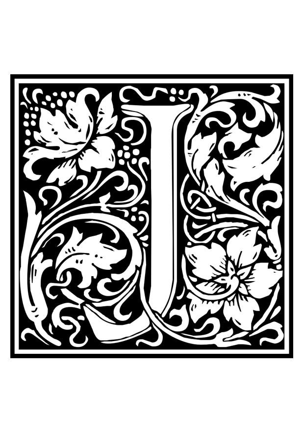 Coloriage alphabet ornemental - j