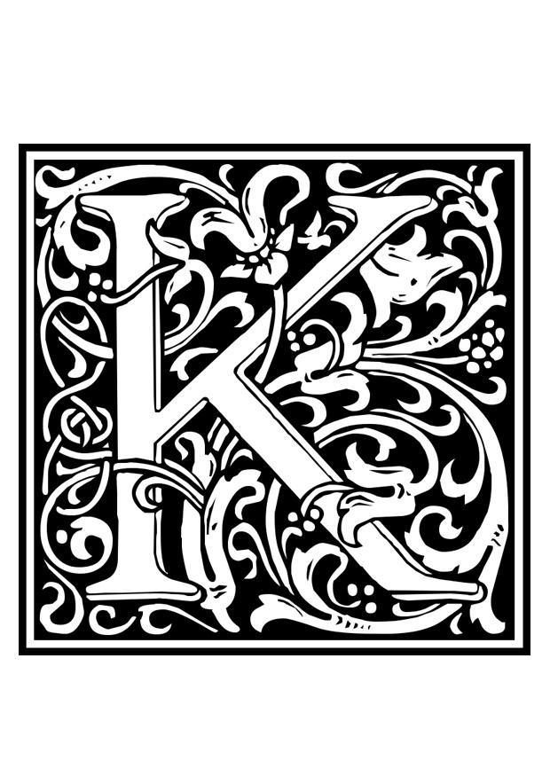 Coloriage alphabet ornemental - k