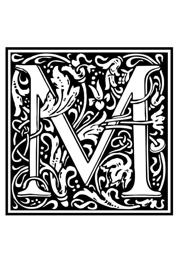 Coloriage alphabet ornemental - m
