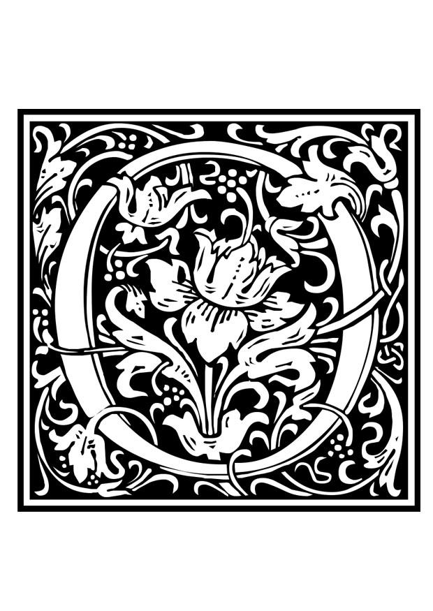 Coloriage alphabet ornemental - o