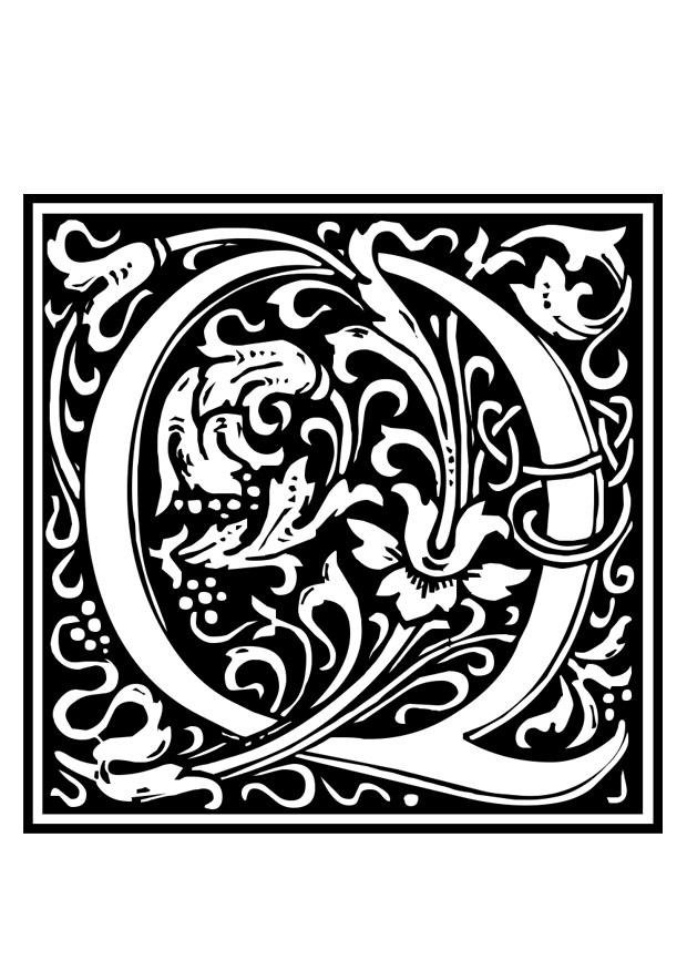 Coloriage alphabet ornemental - q