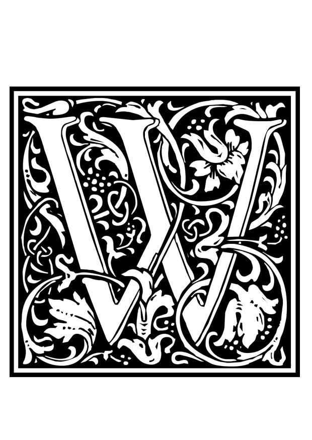 Coloriage alphabet ornemental - w