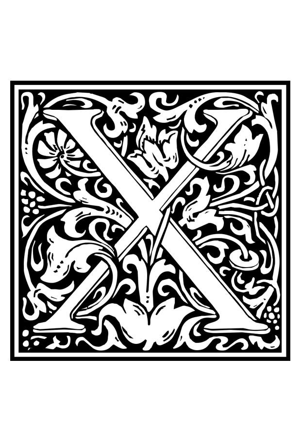 Coloriage alphabet ornemental - x