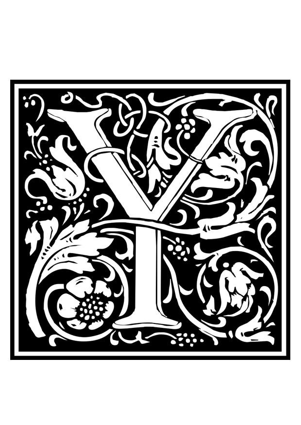 Coloriage alphabet ornemental - y