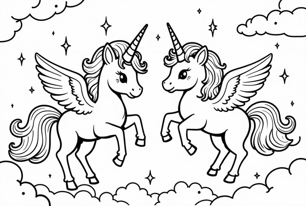 Coloriage amis licornes