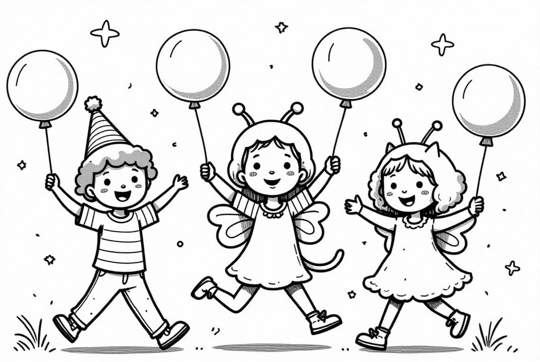 Coloriage carnaval avec des ballons