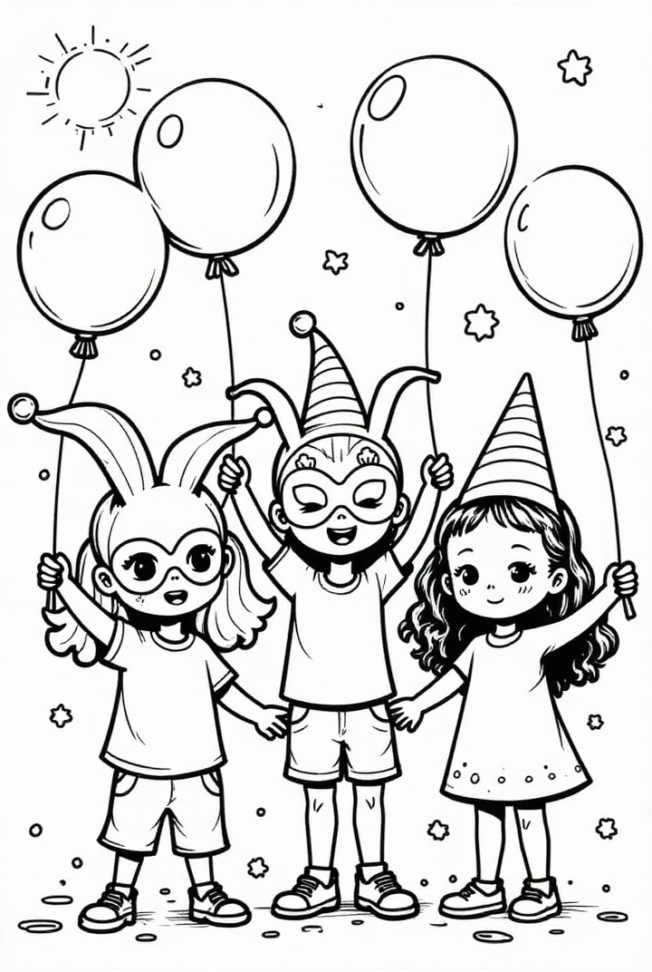 Coloriage carnaval avec des ballons