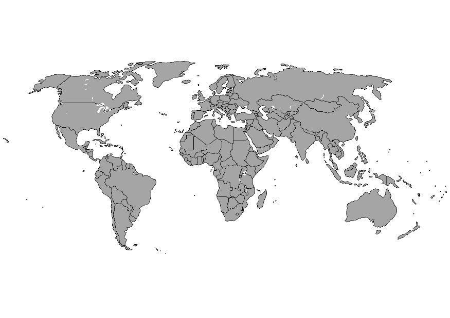 Coloriage carte du monde avec les frontiA¨res