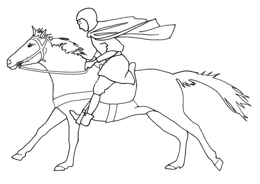 Coloriage chevalier au galop