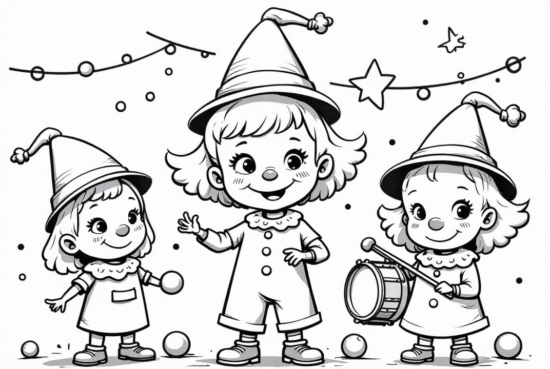 Coloriage clowns de carnaval