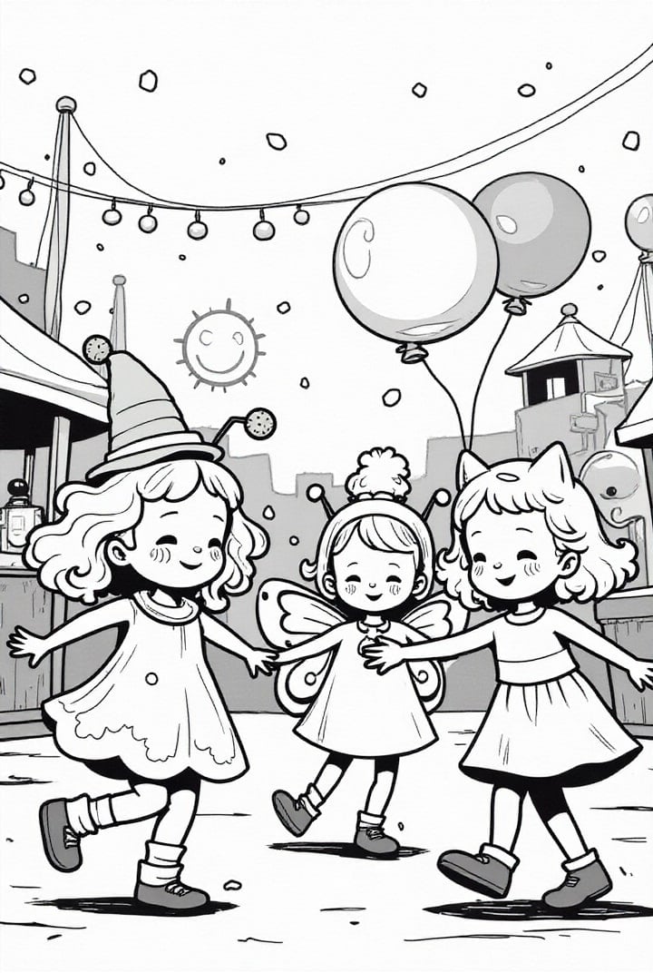 Coloriage copines au carnaval