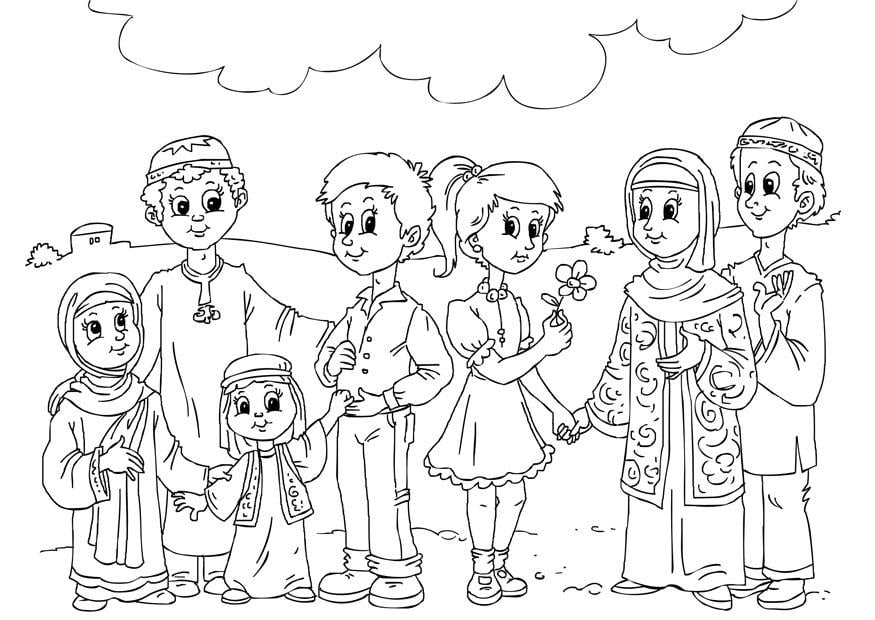 Coloriage enfants de loccident dans la culture islamique