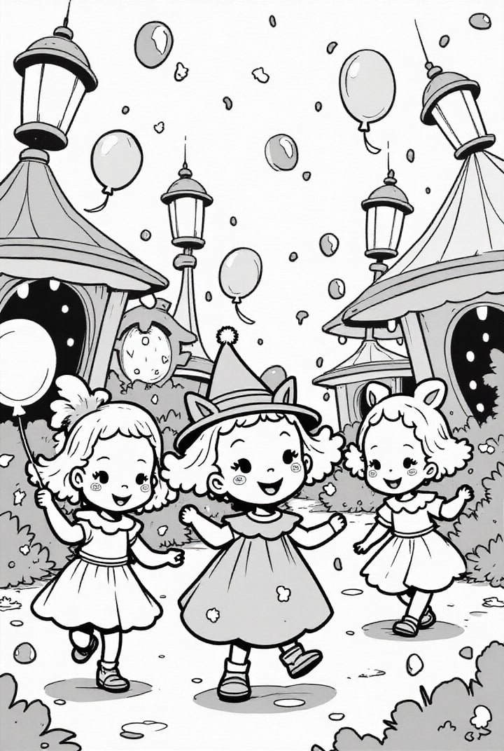 Coloriage fAªte de carnaval sous les tentes