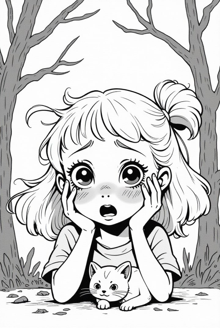 Coloriage fille effrayA©e