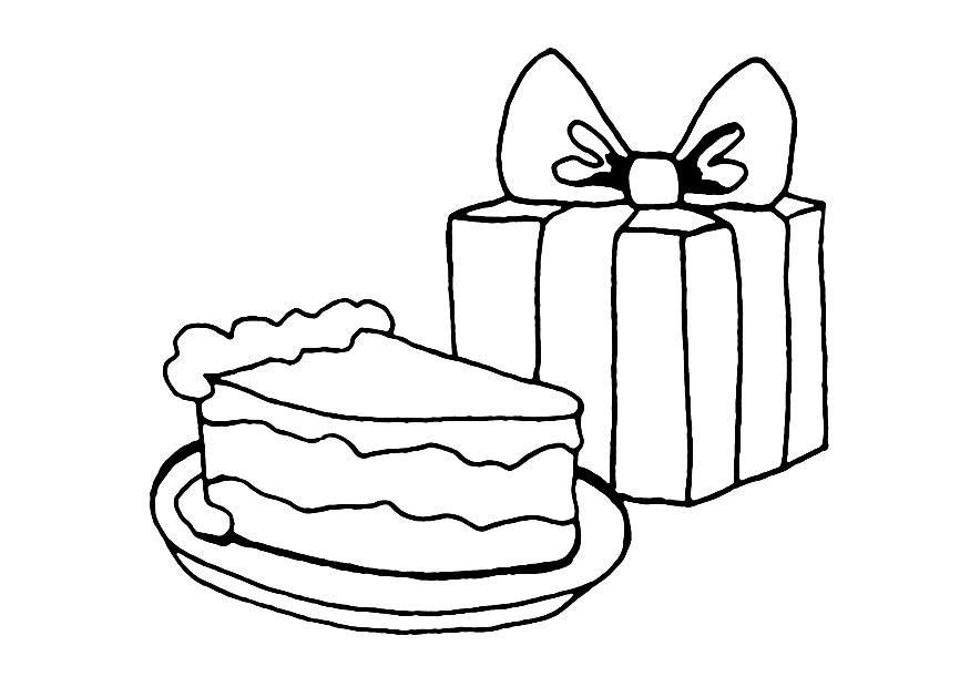 Coloriage gA¢teau et cadeau