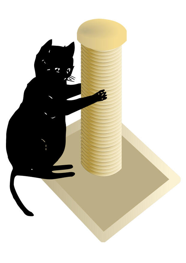 Coloriage griffoir avec un chat