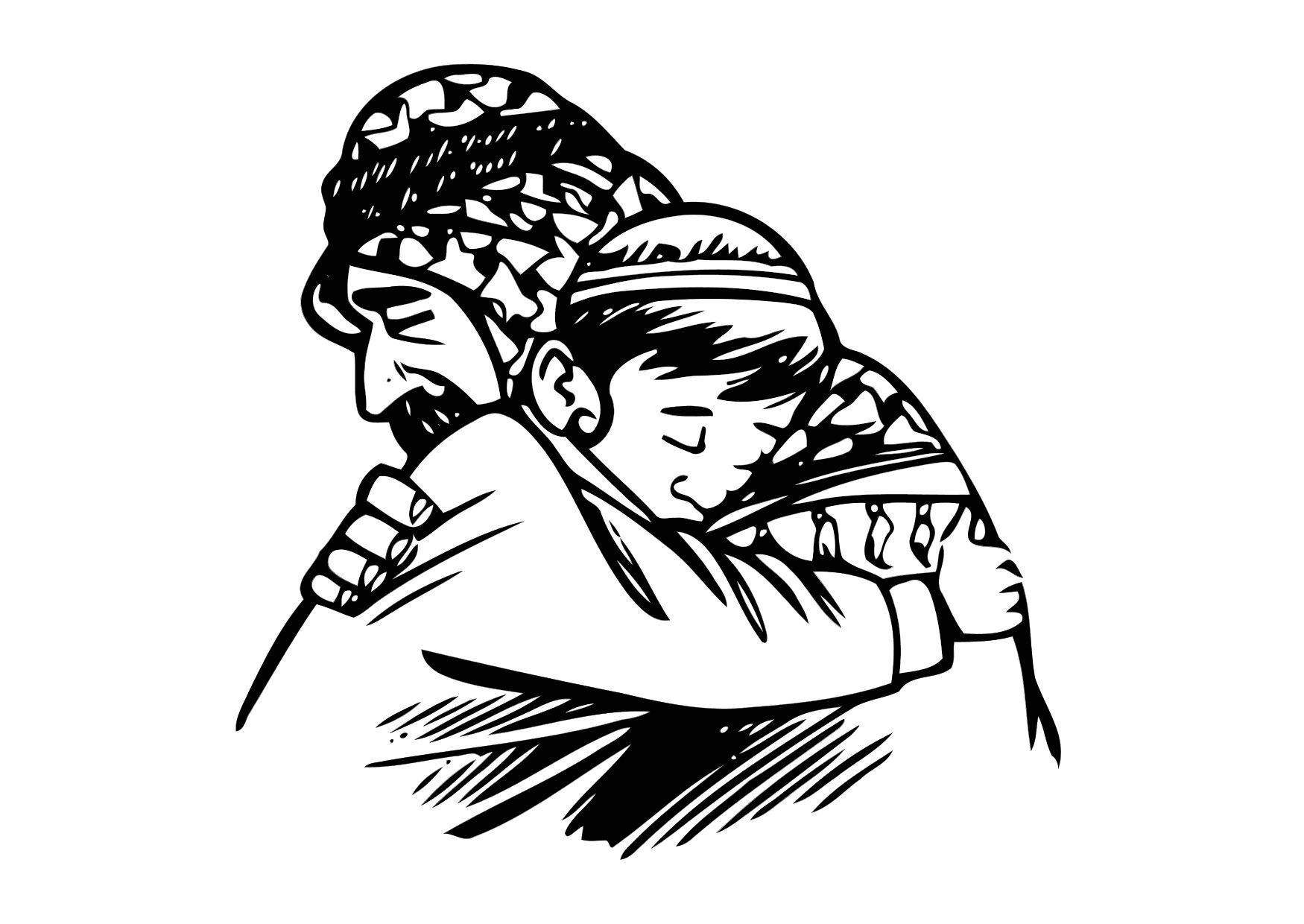 Coloriage homme et enfant