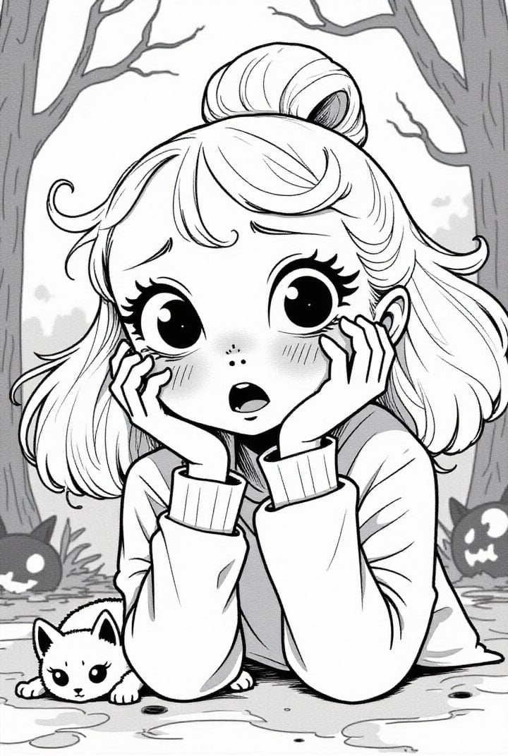 Coloriage la fille a peur