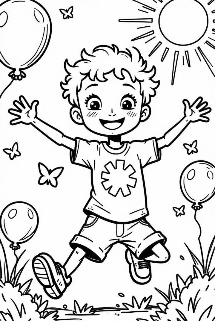 Coloriage le garA§on est heureux