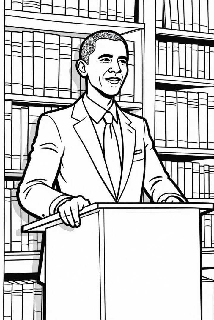 Coloriage le prA©sident obama donne une confA©rence