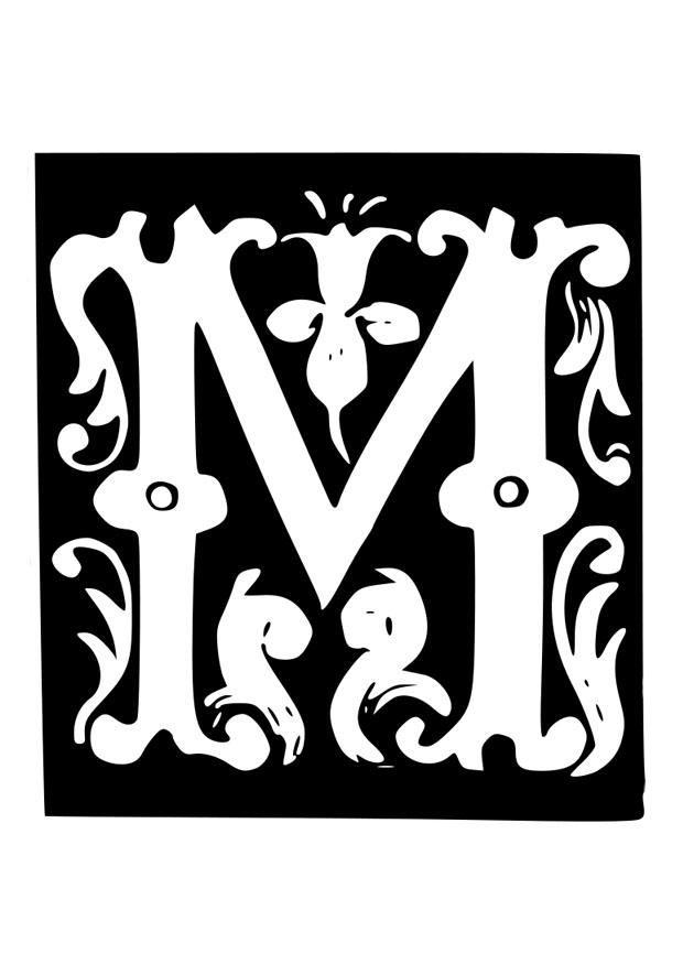 Coloriage lettre dA©corative - m
