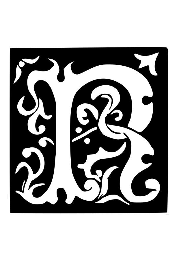 Coloriage lettre dA©corative - r