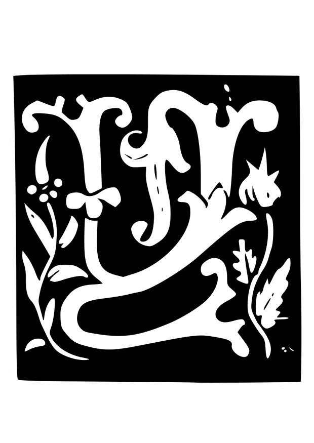 Coloriage lettre dA©corative - w