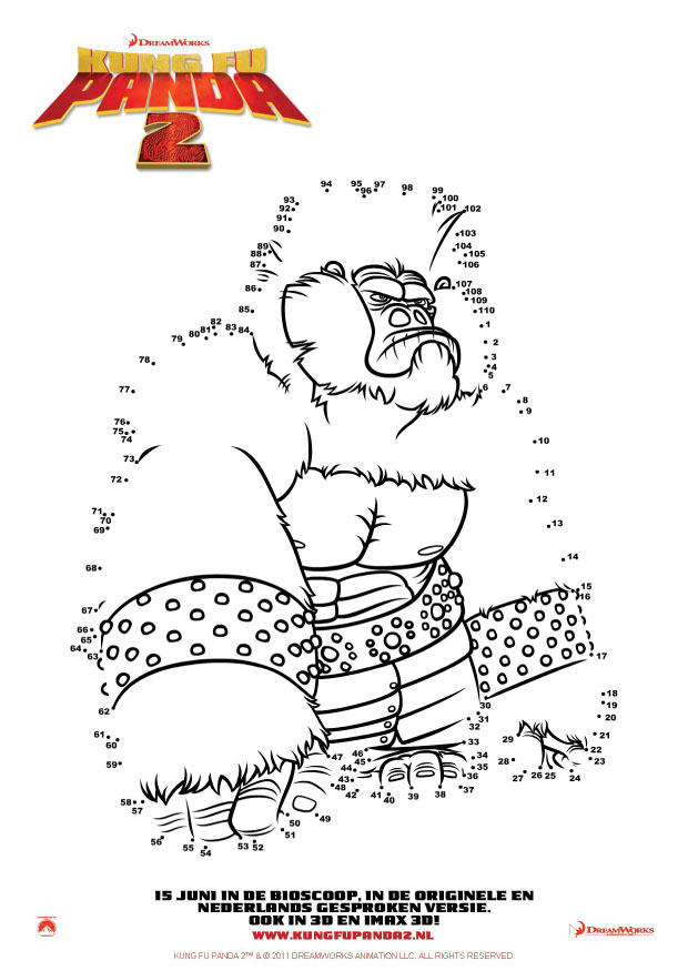 Coloriage liez les points - kung fu panda 2