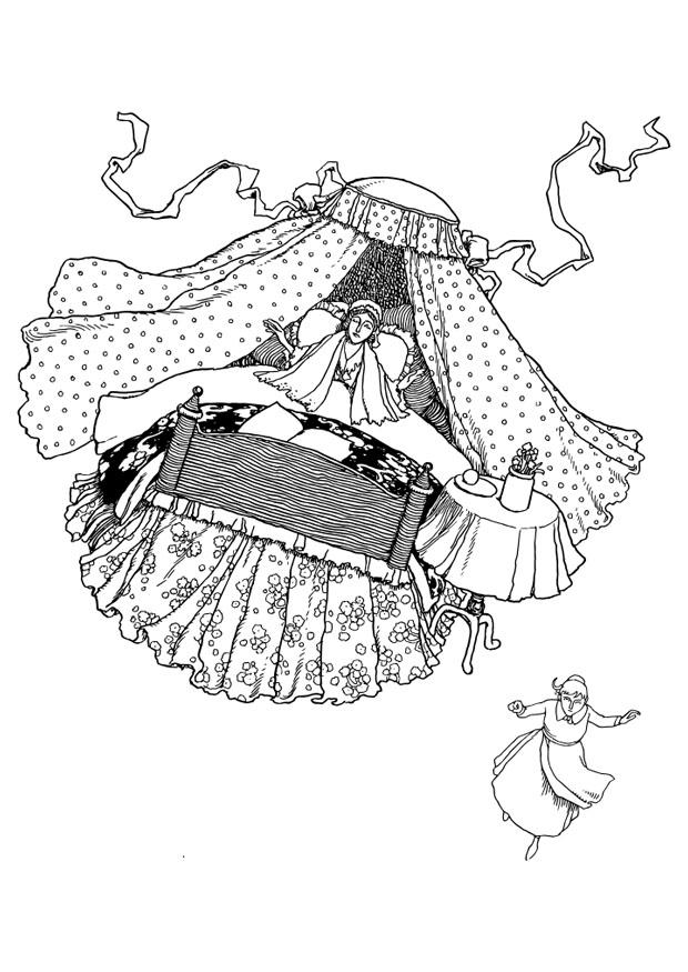 Coloriage lit volant