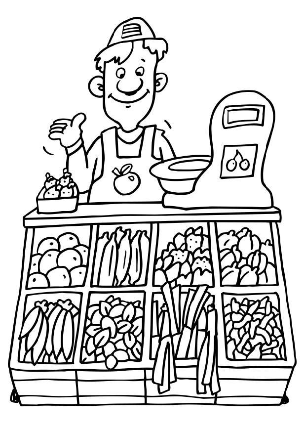 Coloriage marchand de lA©gumes