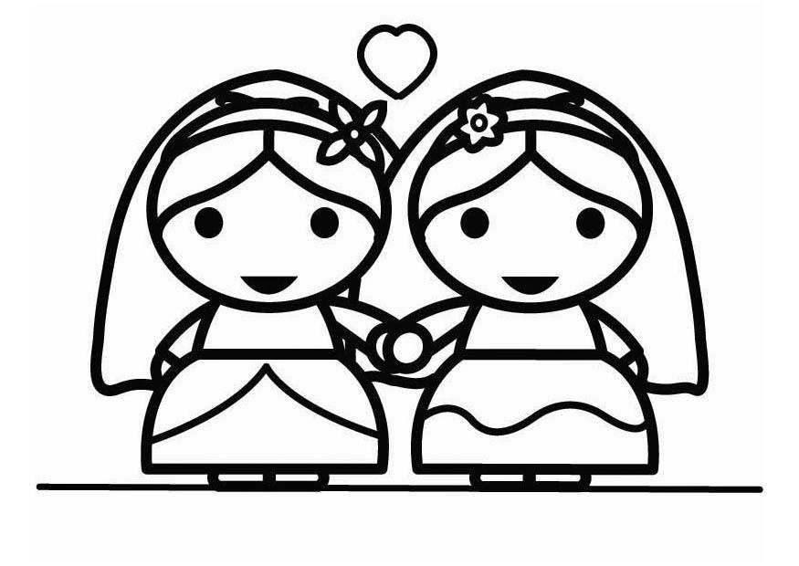 Coloriage mariage homosexuel entre femmes - holebi